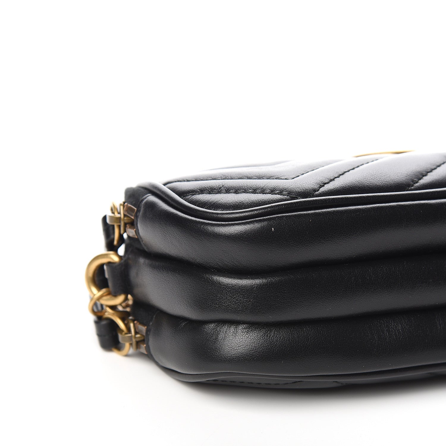 Gucci Calfskin Matelasse Mini GG Marmont Chain Crossbody Bag Black 10 of 12