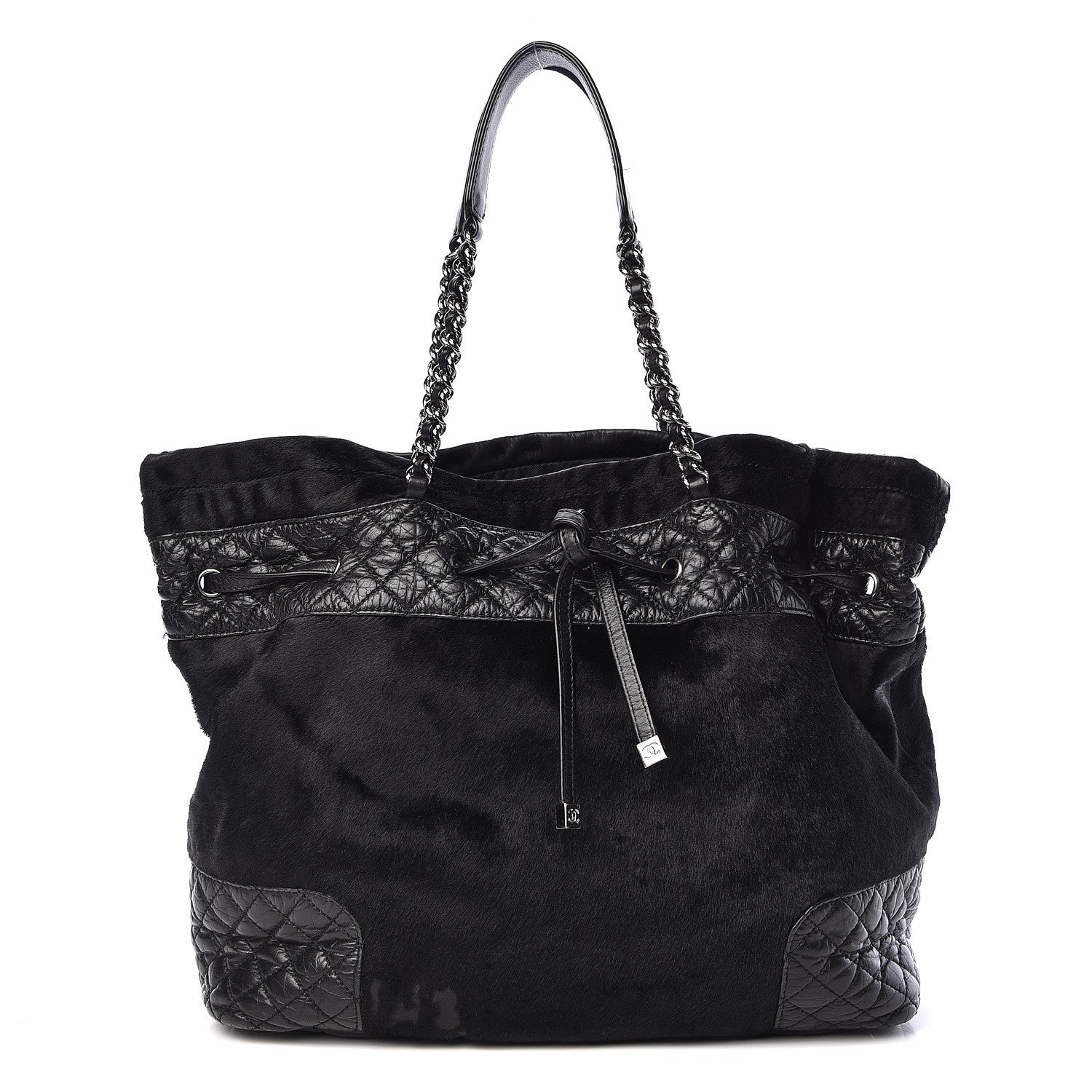 Chanel Pony Hair Quilted Drawstring Tote Black 1 of 10