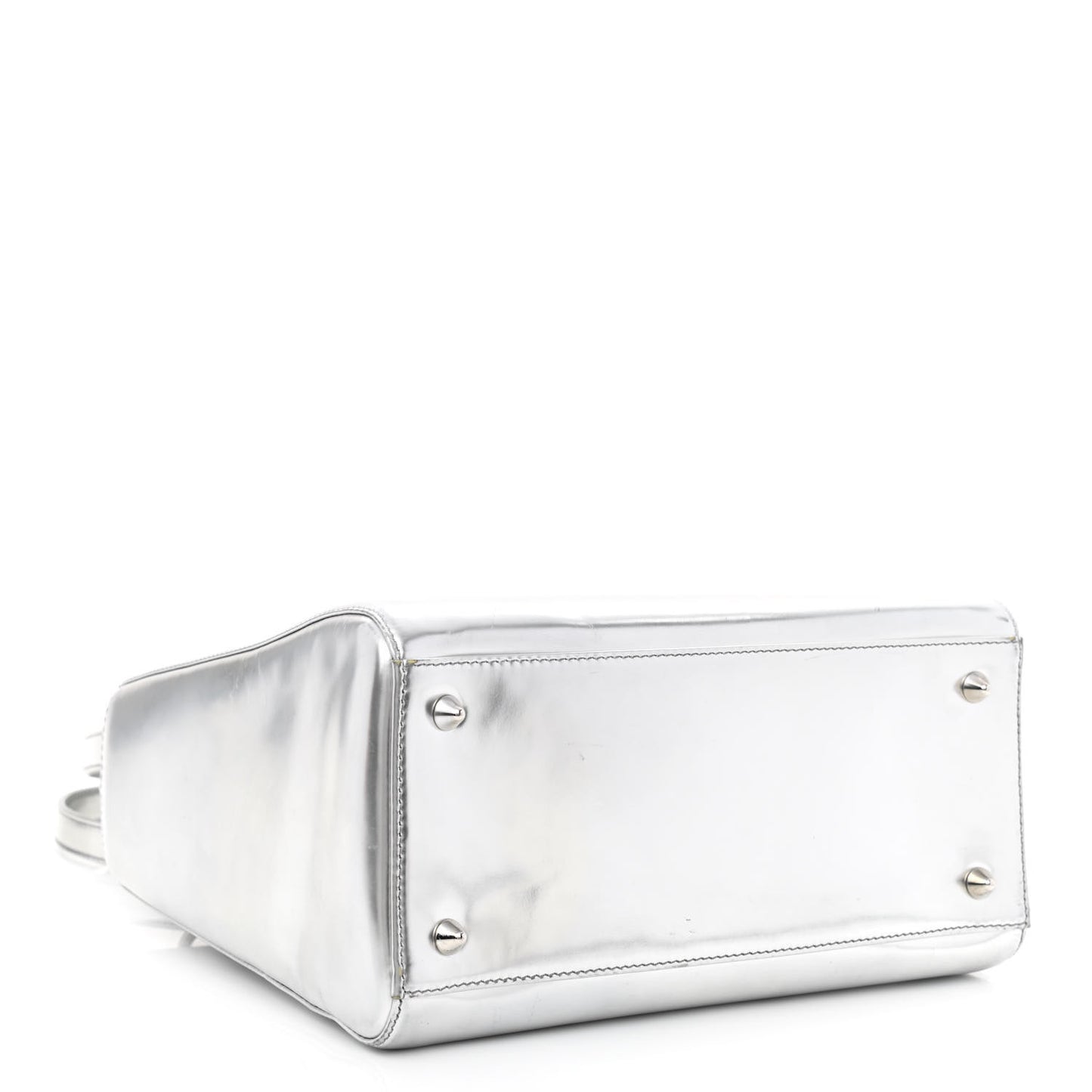 Metallic Patent Calfskin Medium Lady Dior Silver