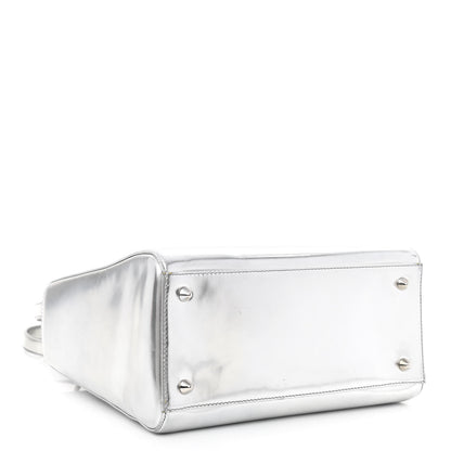 Christian Dior Metallic Patent Calfskin Medium Lady Dior Silver 4 of 11