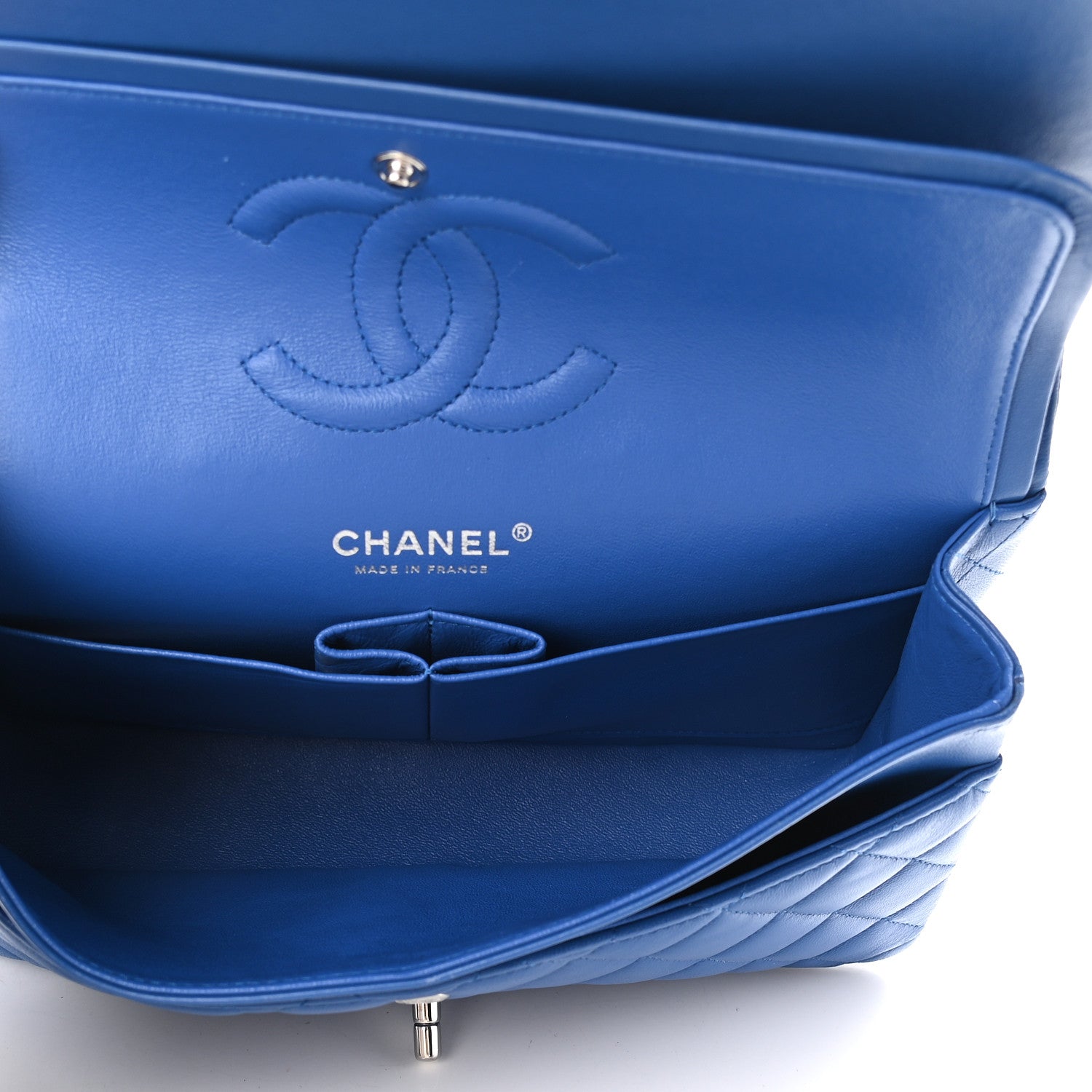 Chanel Lambskin Quilted Medium Double Flap Blue 6 of 10