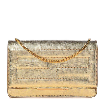 Fendi Vitello Mirror Elite Tube Wallet on Chain Gold 1 of 12