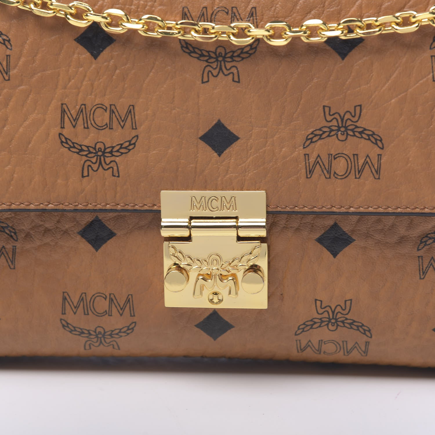 MCM Visetos Small Millie Crossbody Bag Cognac 9 of 9