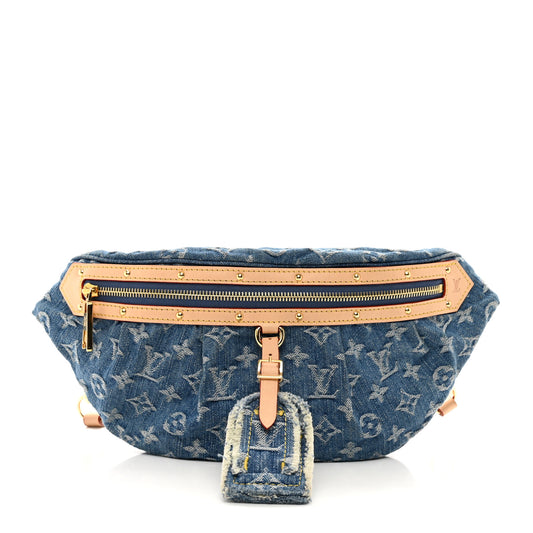 Monogram Denim High Rise Bumbag Blue