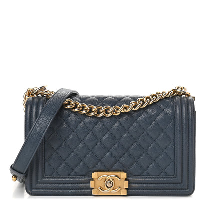 Chanel Caviar Quilted Medium Boy Flap Blue 1 of 9