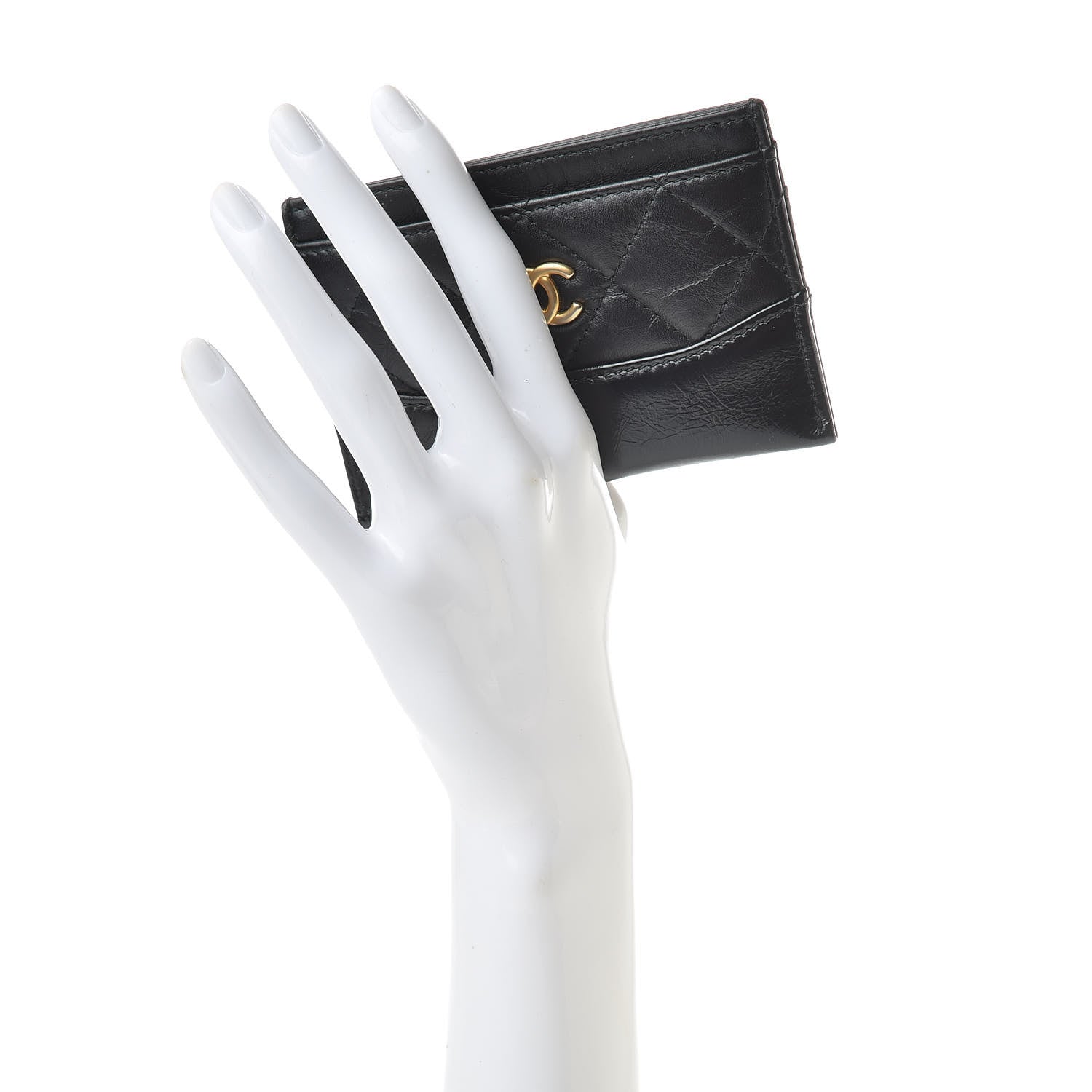 Chanel Aged Calfskin Quilted Gabrielle Card Holder Black 2 of 9
