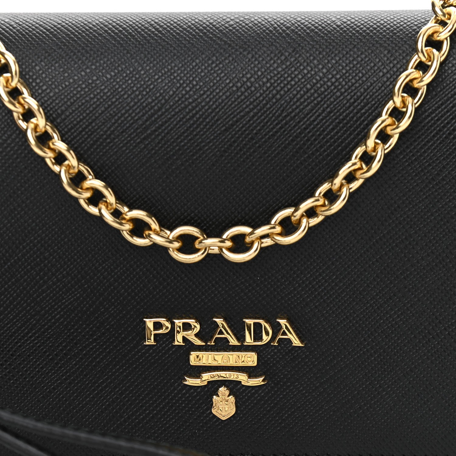 Prada Saffiano Metal Oro Mini Bag Black 6 of 9