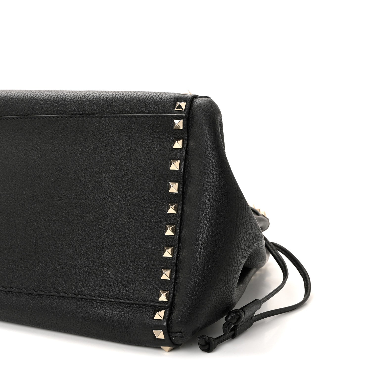 Valentino Garavani Grained Calfskin Rockstud Double Handle Cinch Tote Black 9 of 9