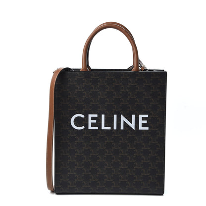 Celine Triomphe Canvas Calfskin Small Vertical Cabas Tan 1 of 9