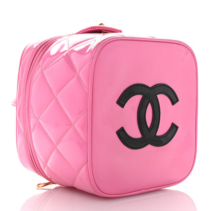 Chanel Patent Quilted Barbie Top Handle Heart Mirror Vanity Case Pink 4 of 10