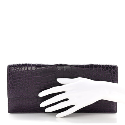 Hermes Shiny Alligator Verrou Elan Clutch Amethyst 2 of 11