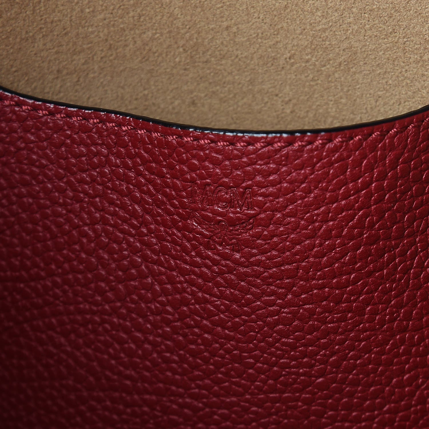MCM Pebbled Calfskin Tote Ruby 6 of 13
