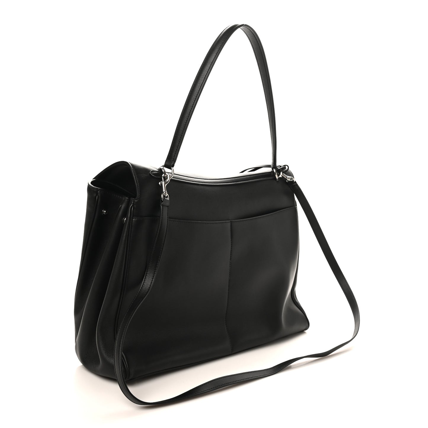 Smooth Calfskin Large Rodeo Top Handle Handbag Black