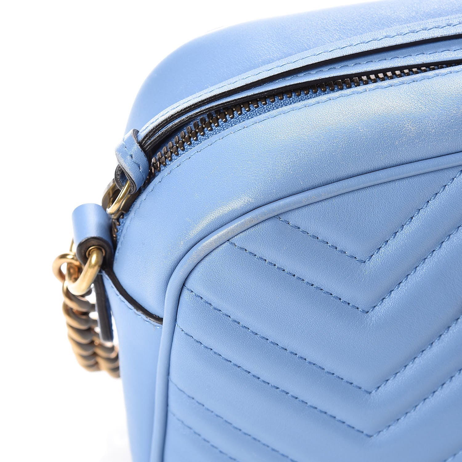 Gucci Calfskin Matelasse Small GG Marmont Chain Shoulder Bag Clear Sky Blue 18 of 19