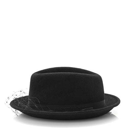 Christian Dior Rabbit Felt Veil Hat 57 Black 3 of 8