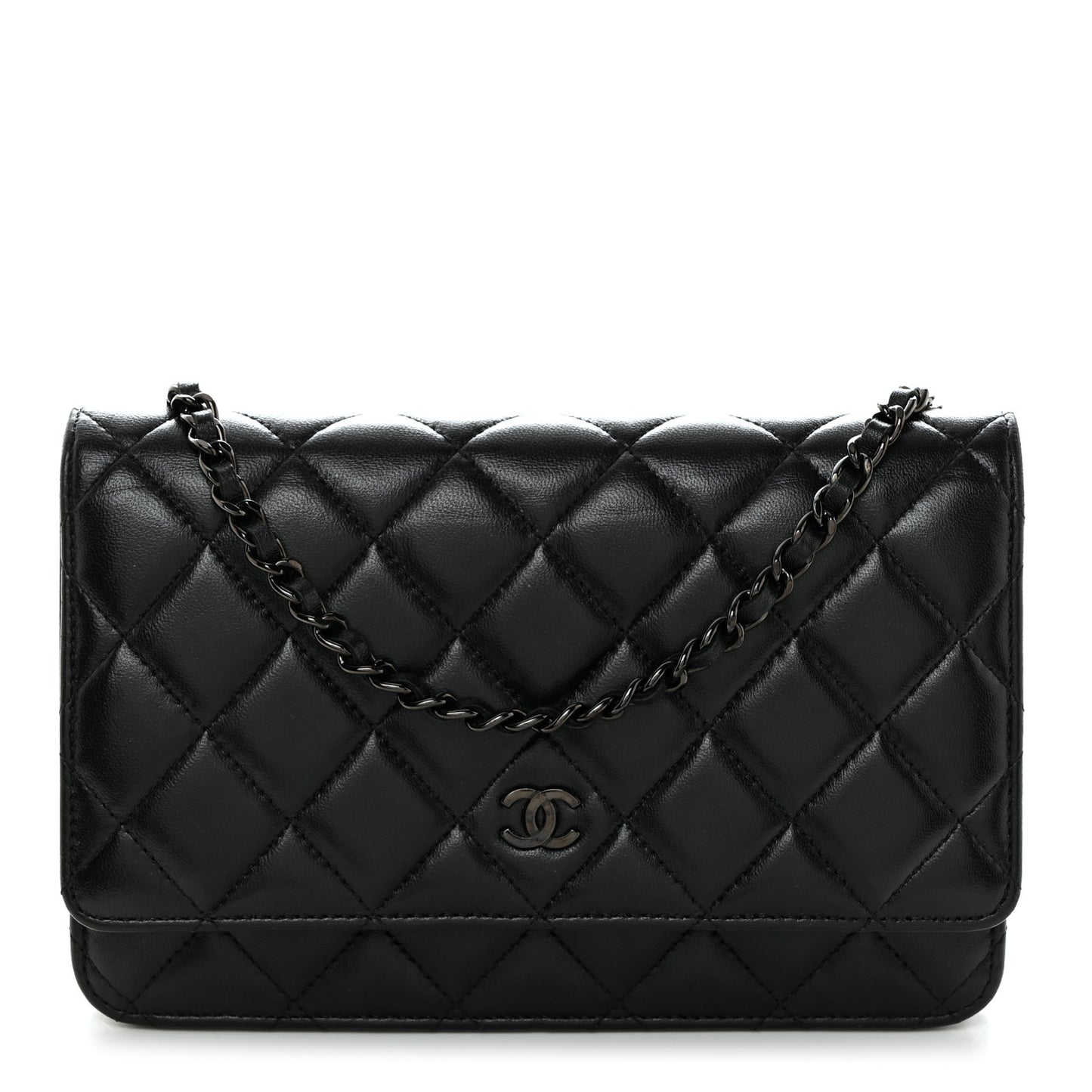 Lambskin Quilted Wallet On Chain WOC So Black