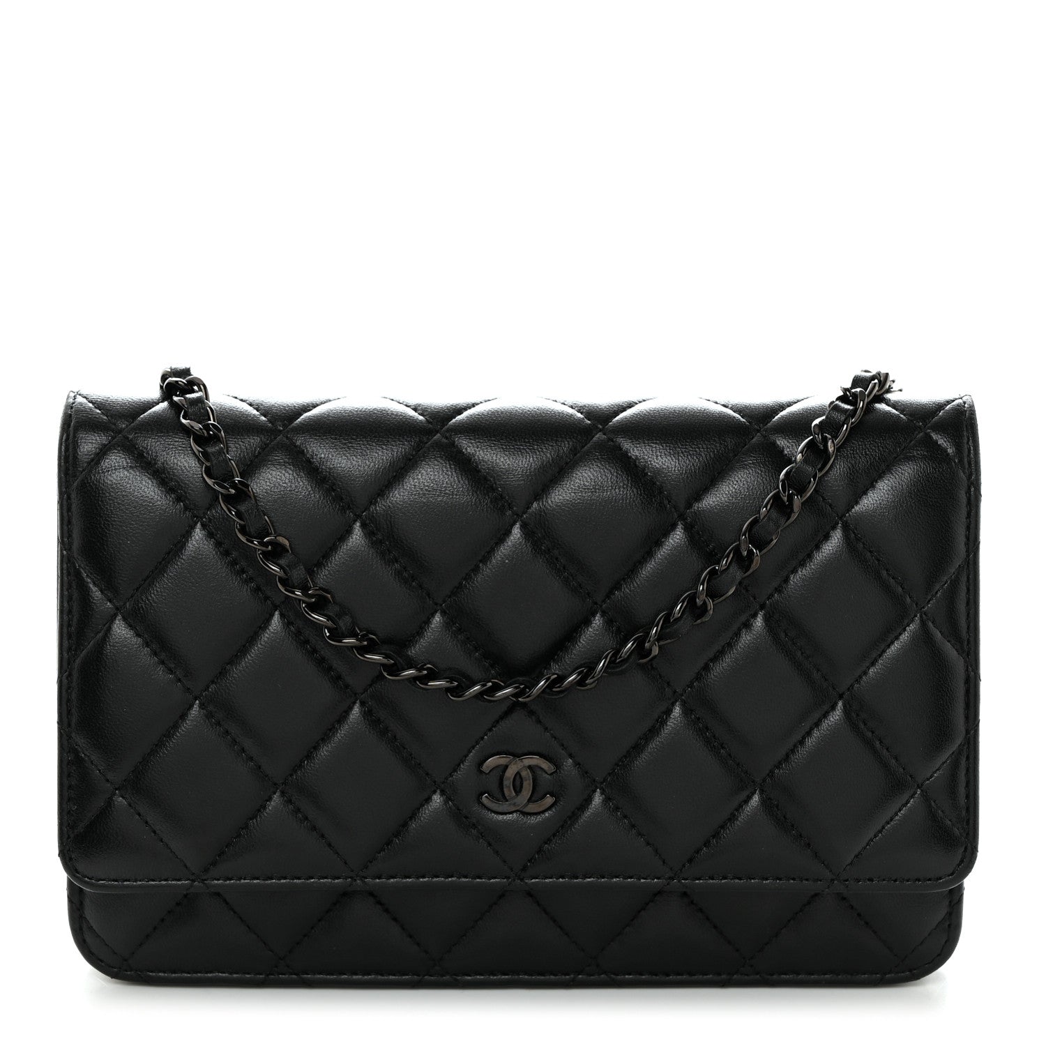 Chanel Lambskin Quilted Wallet On Chain WOC So Black 1 of 11