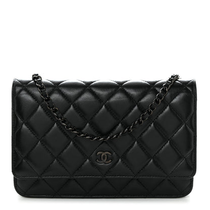 Chanel Lambskin Quilted Wallet On Chain WOC So Black 1 of 11