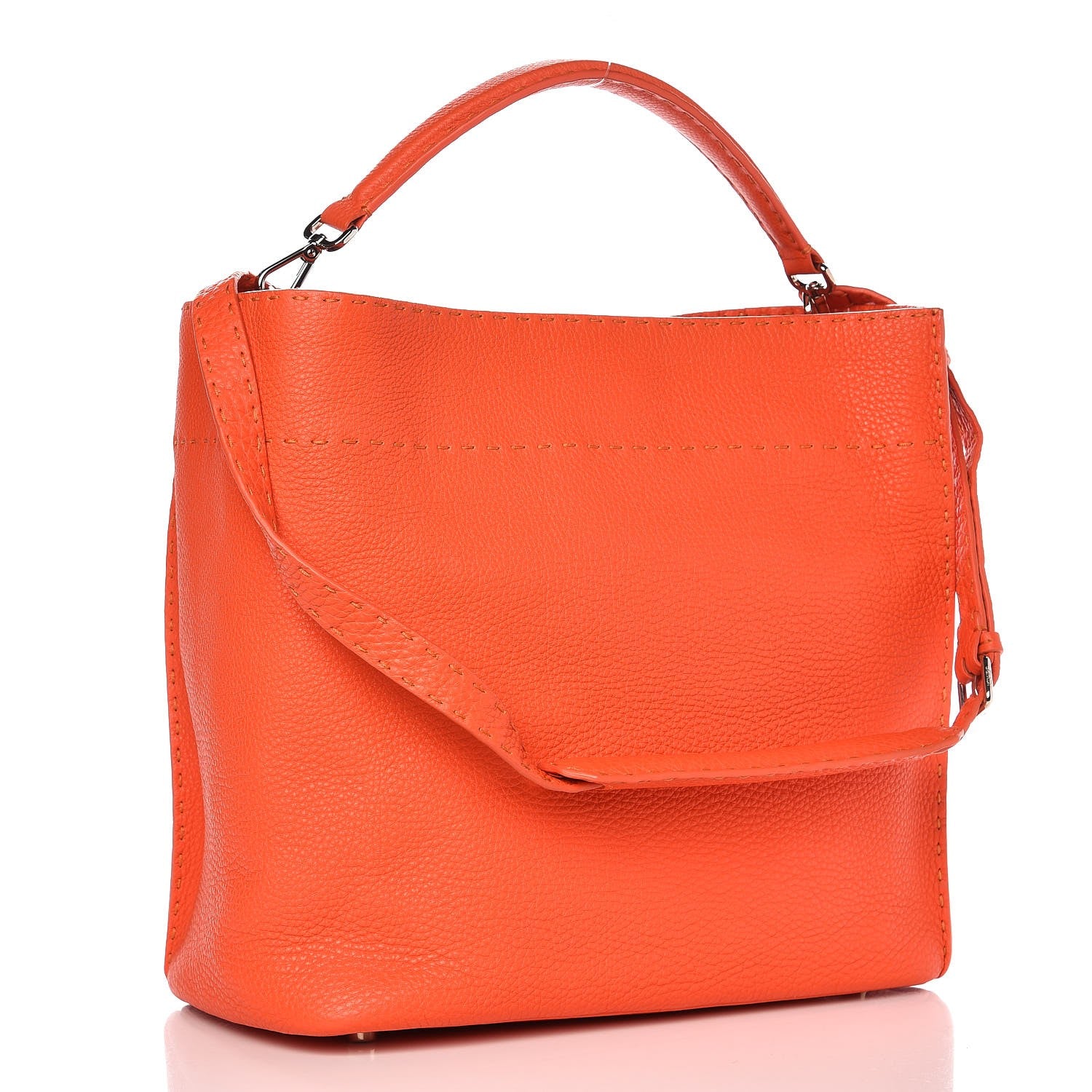 Fendi Cuoio Romano Selleria Large Anna Bucket Bag Arancio 4 of 8