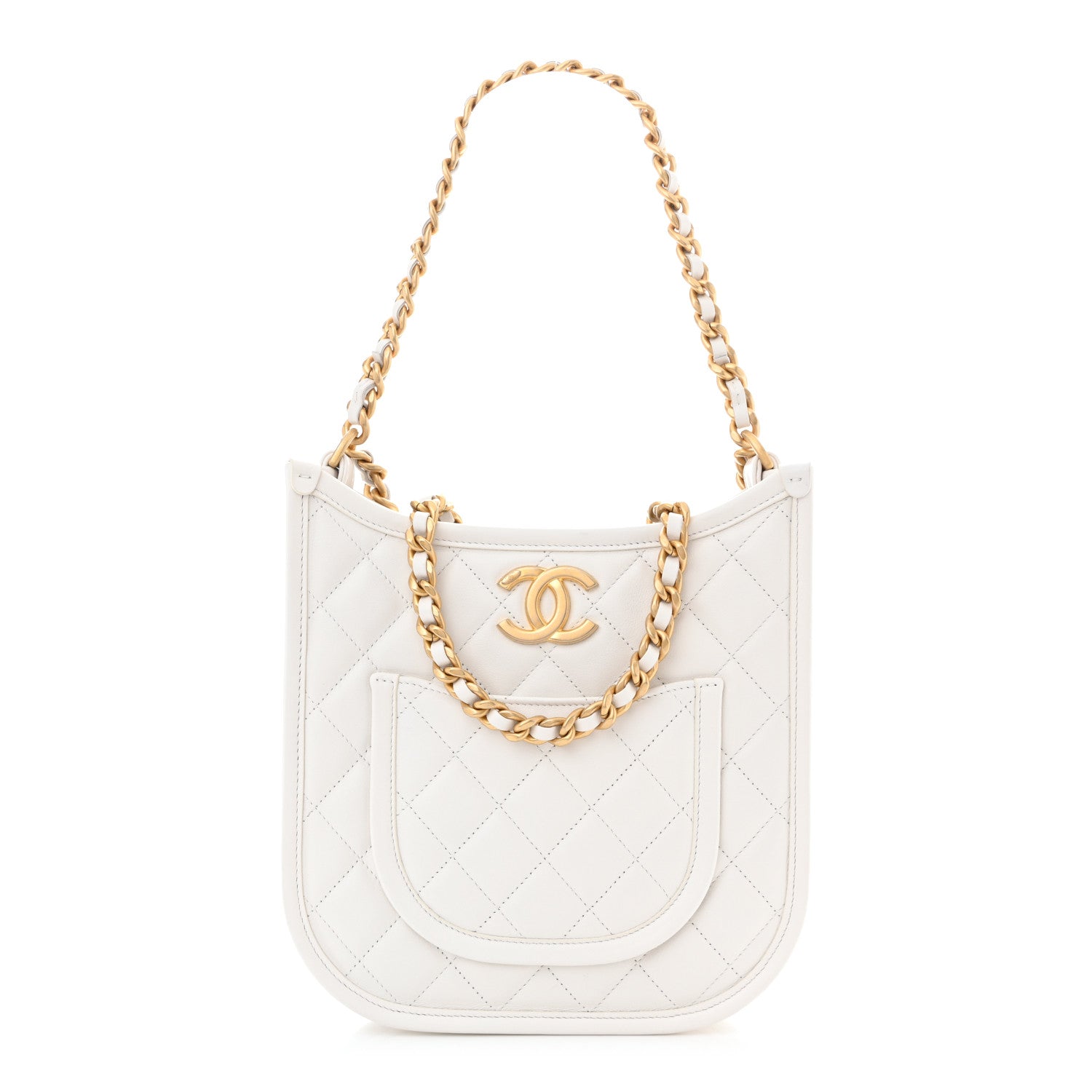 Chanel Calfskin Quilted Small Hobo White 1 of 10