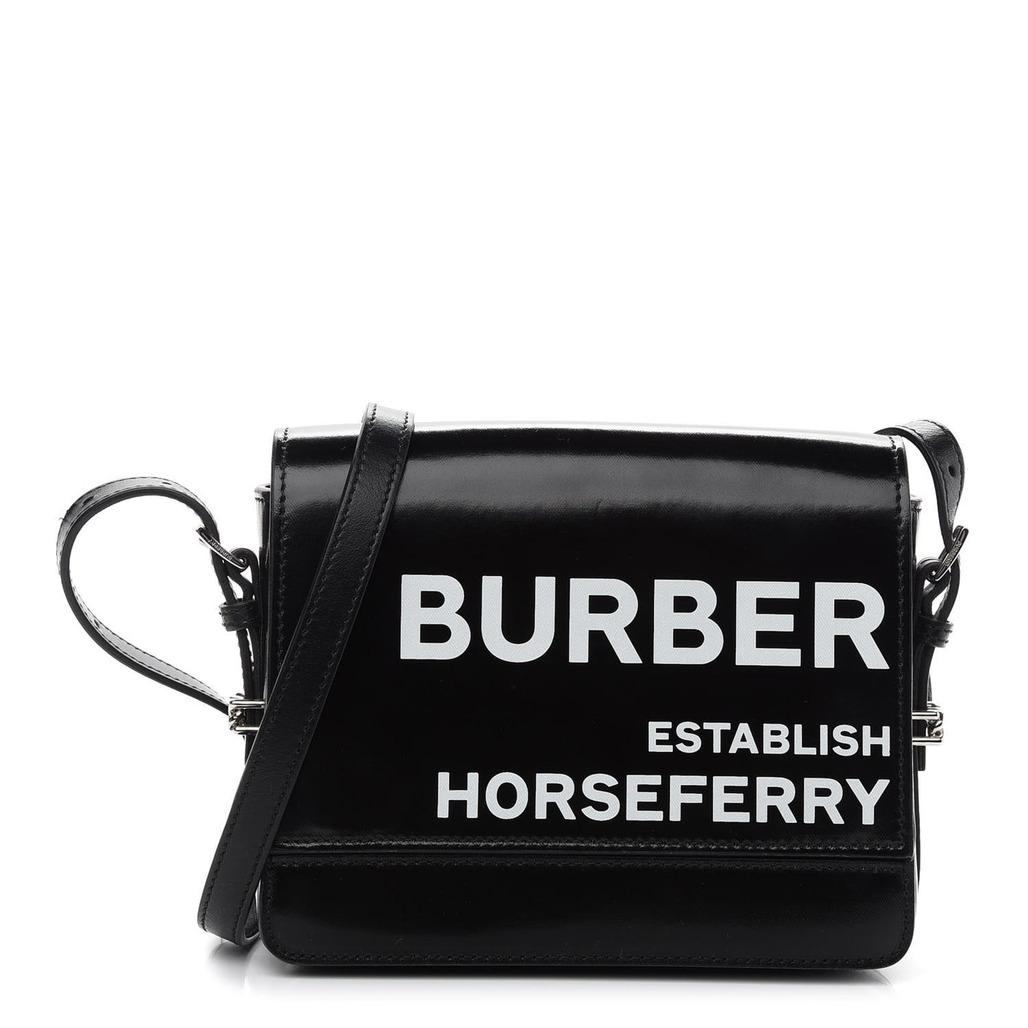 Coated Canvas Horseferry Print Grace Bag Black