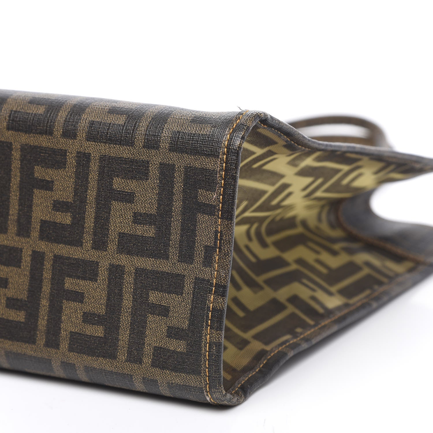 Fendi Mesh Glazed Fabric FF 1974 Tote Tobacco 8 of 11