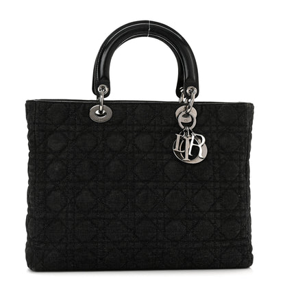 Christian Dior Denim Cannage Large Lady Dior Black 1 of 13