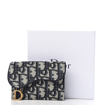 Christian Dior Oblique Saddle Card Holder Blue 7 of 7
