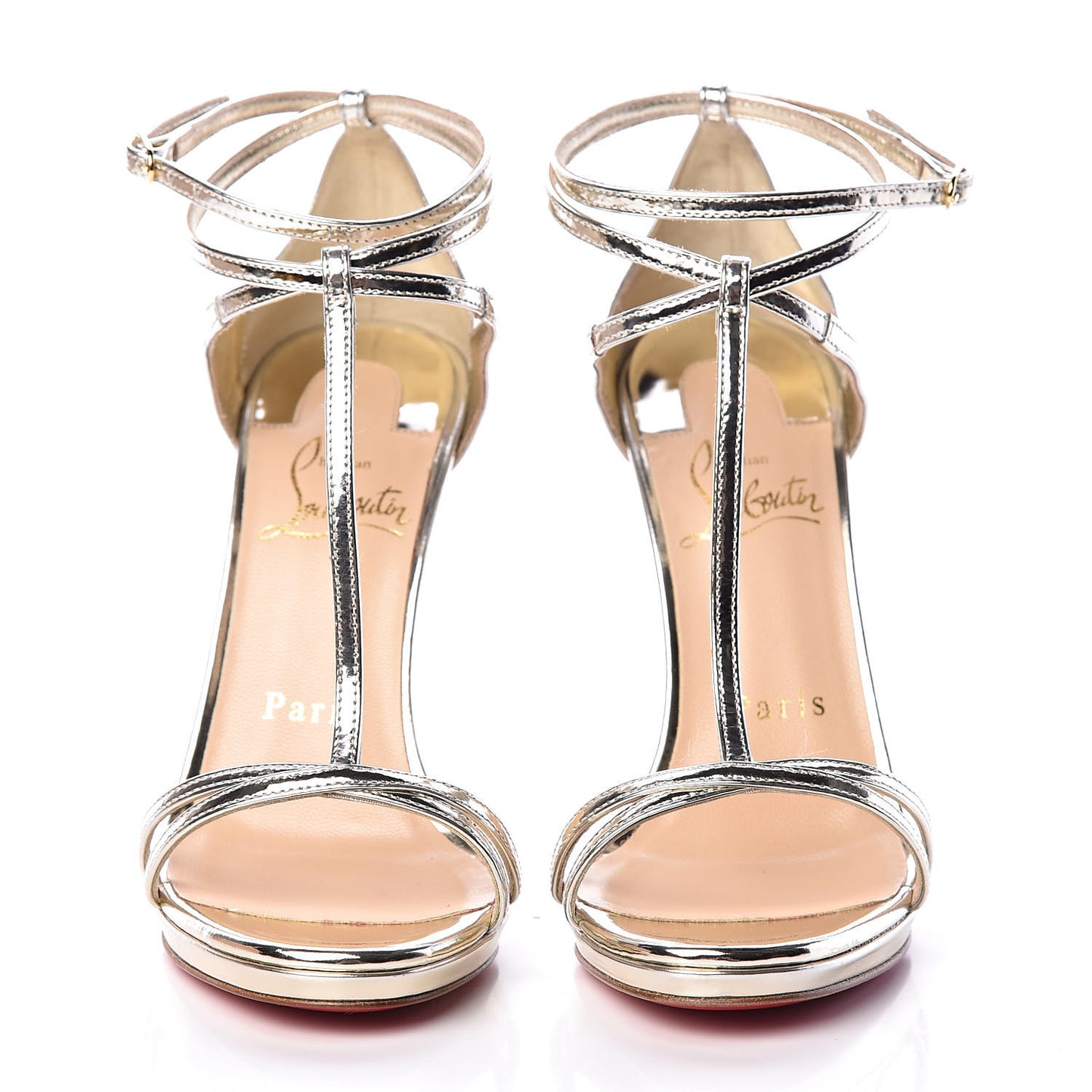 Metallic Calfskin Benedetta 120 Sandals 35 Light Gold