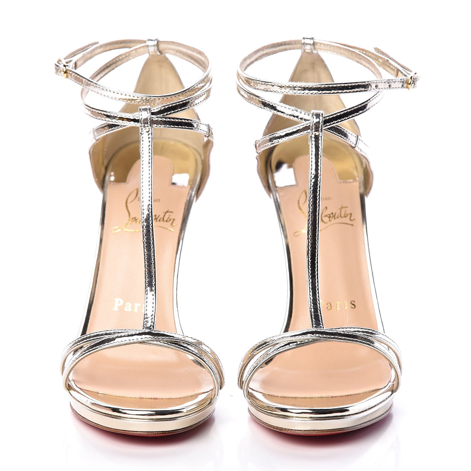Christian Louboutin Metallic Calfskin Benedetta 120 Sandals 35 Light Gold 2 of 9
