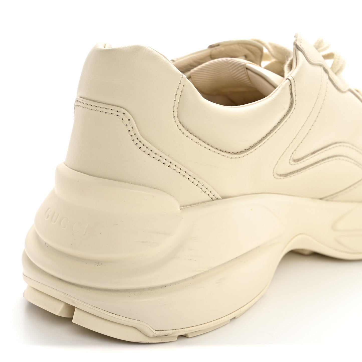 Calfskin Interlocking G Logo Mens Rhyton Sneakers 10 Ivory