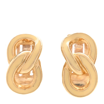 Christian Dior Enamel Chain Link Clip On Earrings Gold Yellow 1 of 4
