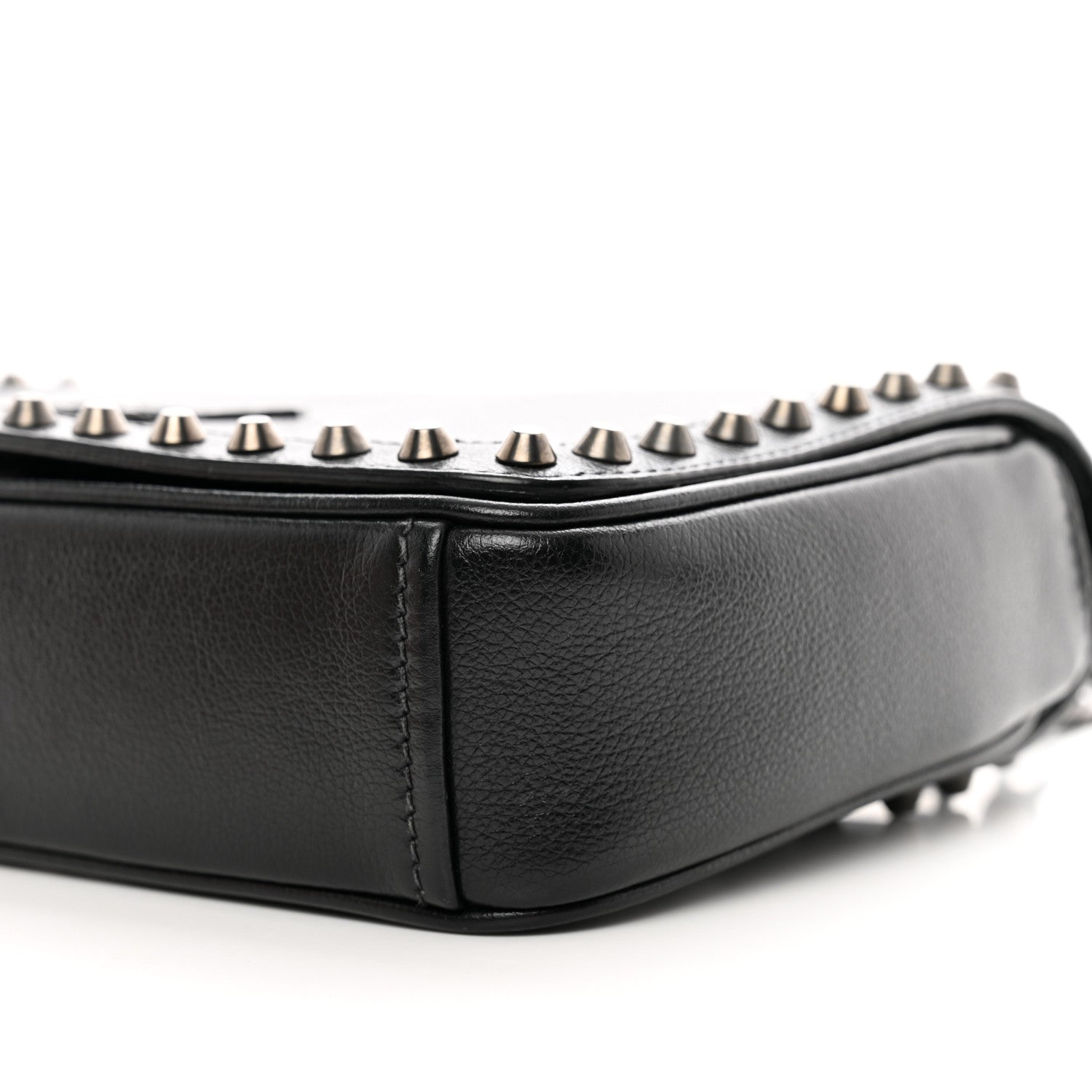 Prada Glace Calfskin Studded Crossbody Black 9 of 10