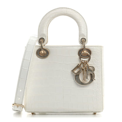 Christian Dior Alligator Swarovski Crystal Small Lady Dior White 1 of 10