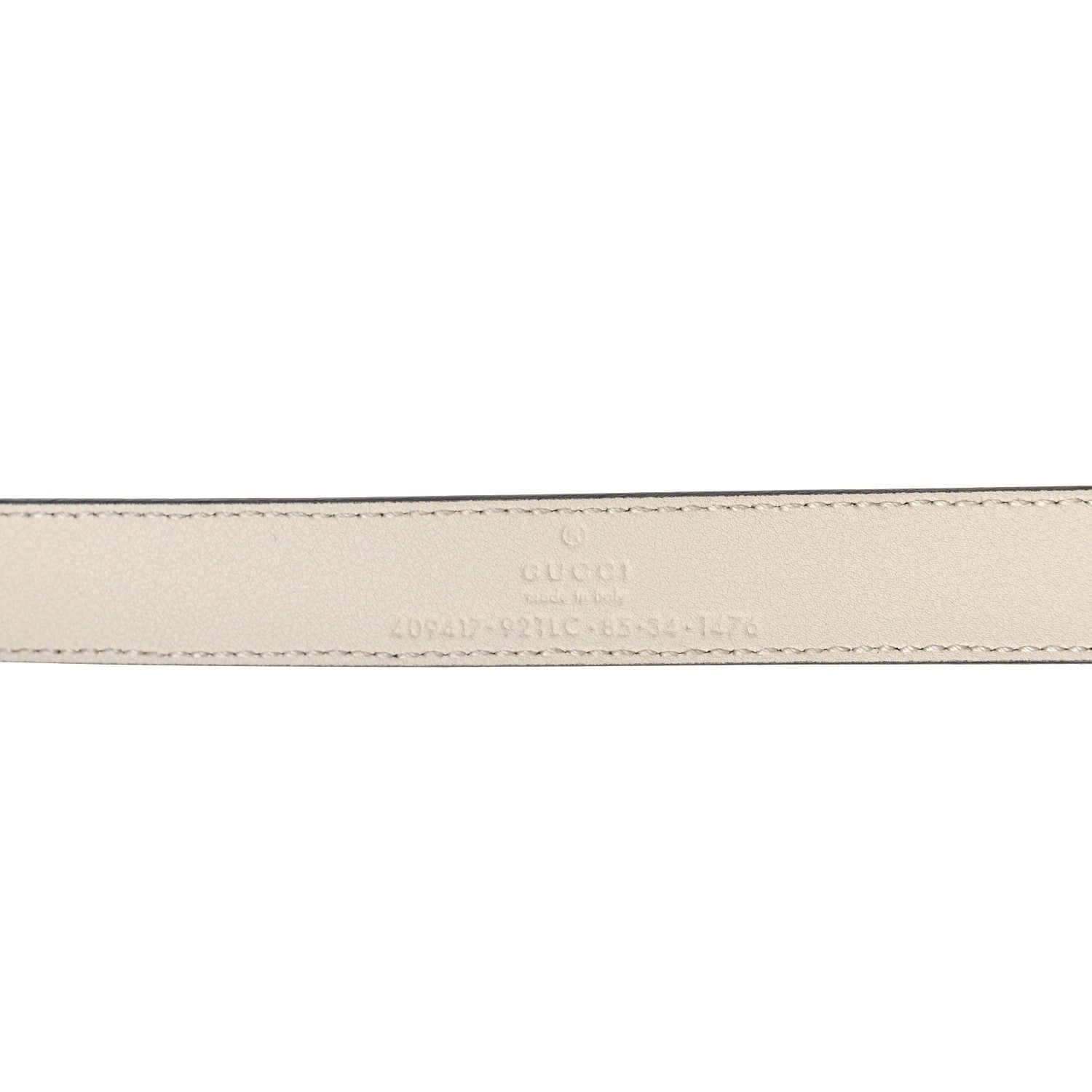 Gucci GG Supreme Monogram Matte Plutone Calfskin Double G 20mm Belt 85 34 Beige White New Acero 3 of 5