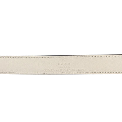 Gucci GG Supreme Monogram Matte Plutone Calfskin Double G 20mm Belt 85 34 Beige White New Acero 3 of 5
