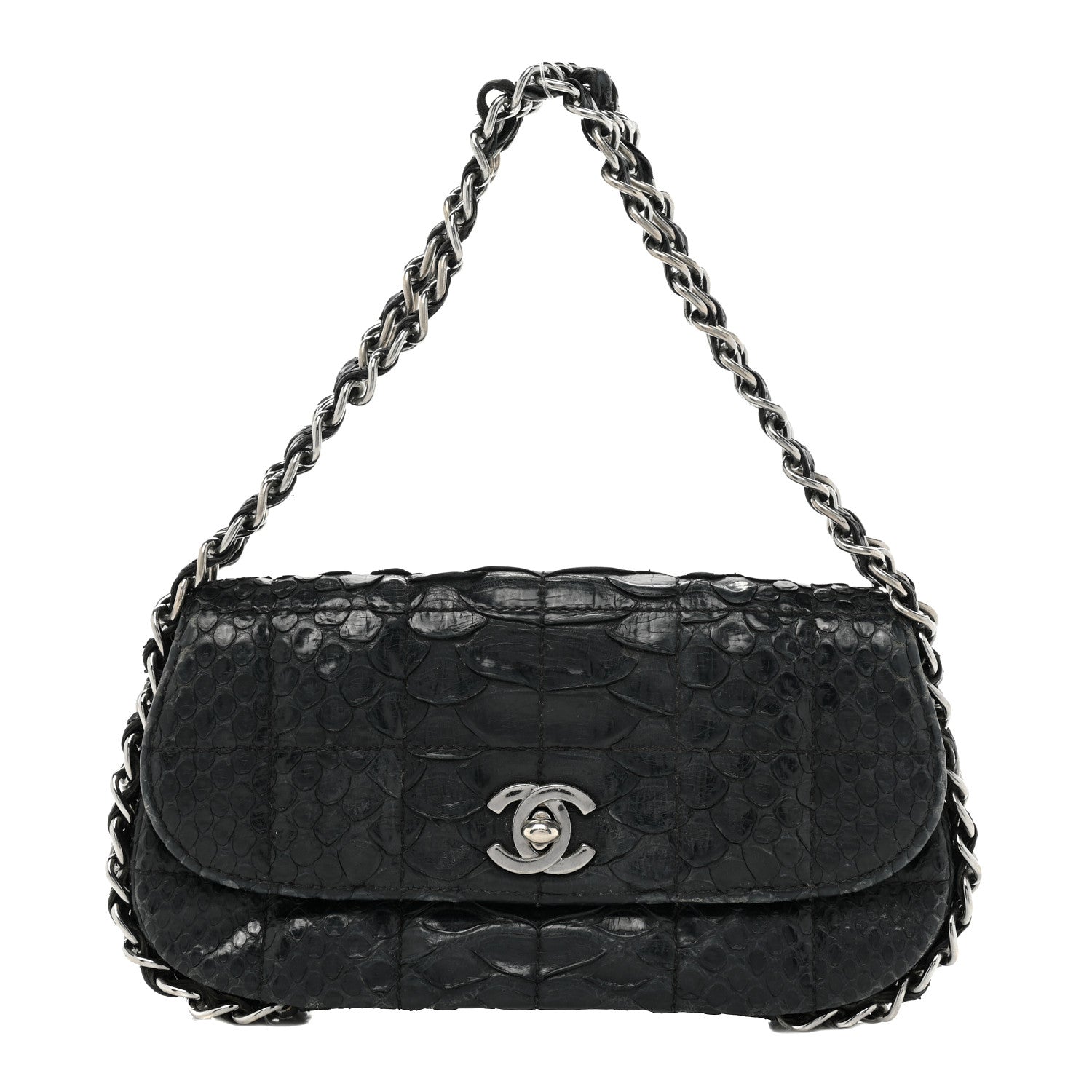 Chanel Snakeskin 3 Chain Flap Black 1 of 19