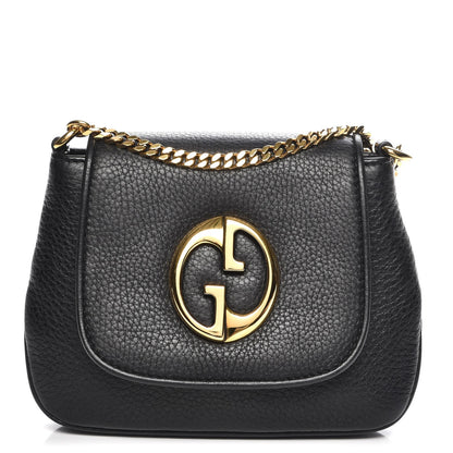Gucci Pebbled Calfskin Small 1973 Chain Shoulder Bag Black 1 of 8