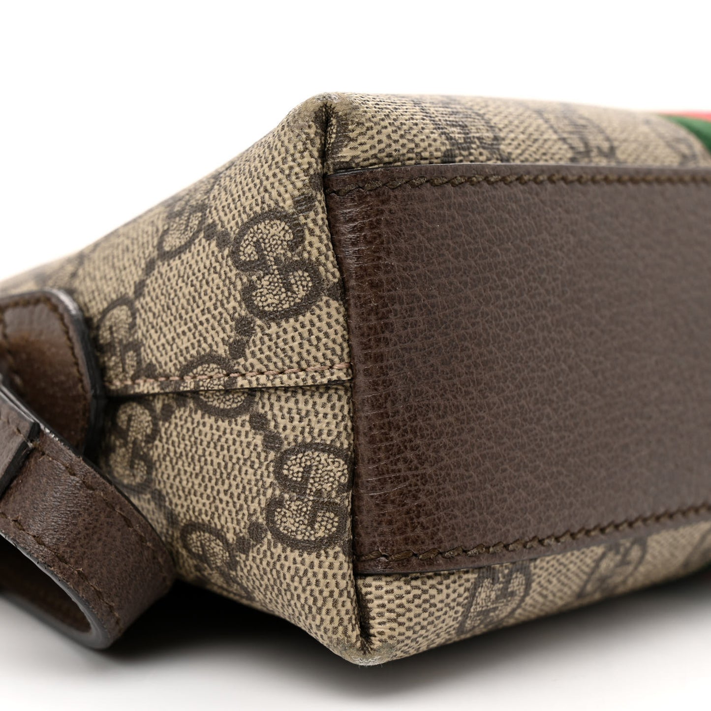 GG Supreme Monogram Textured Dollar Calfskin Web Small Ophidia Dome Shoulder Bag Beige Ebony New Acero