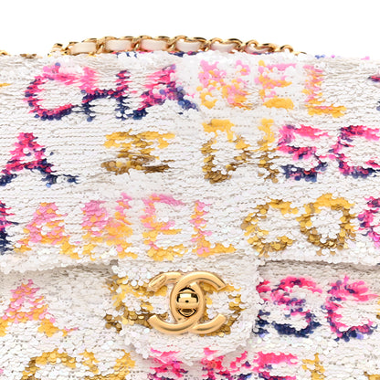 Chanel Sequin Logo Mini Rectangular Flap White Multicolor 5 of 10
