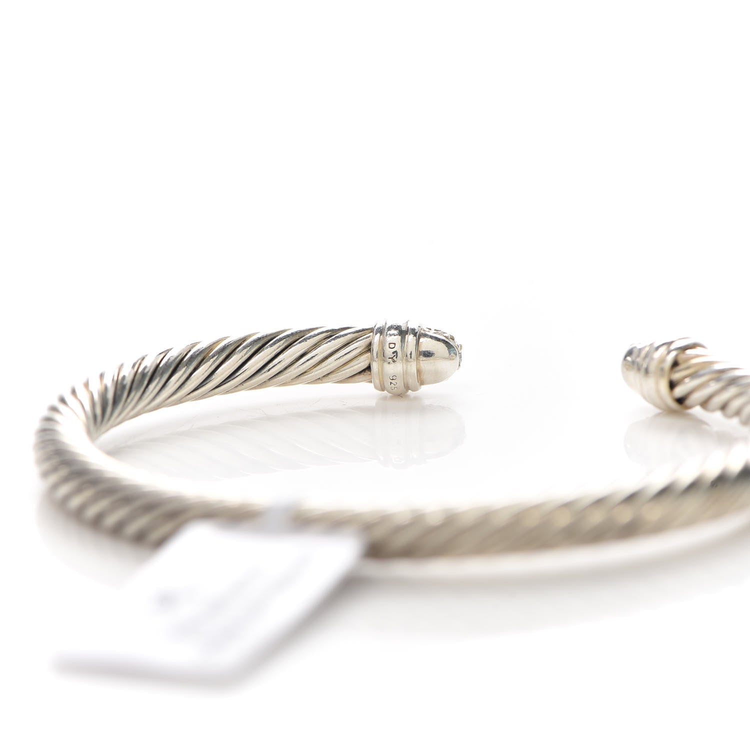 David Yurman Sterling Silver Pave Diamond 5mm Cable Classics Bracelet 4 of 4