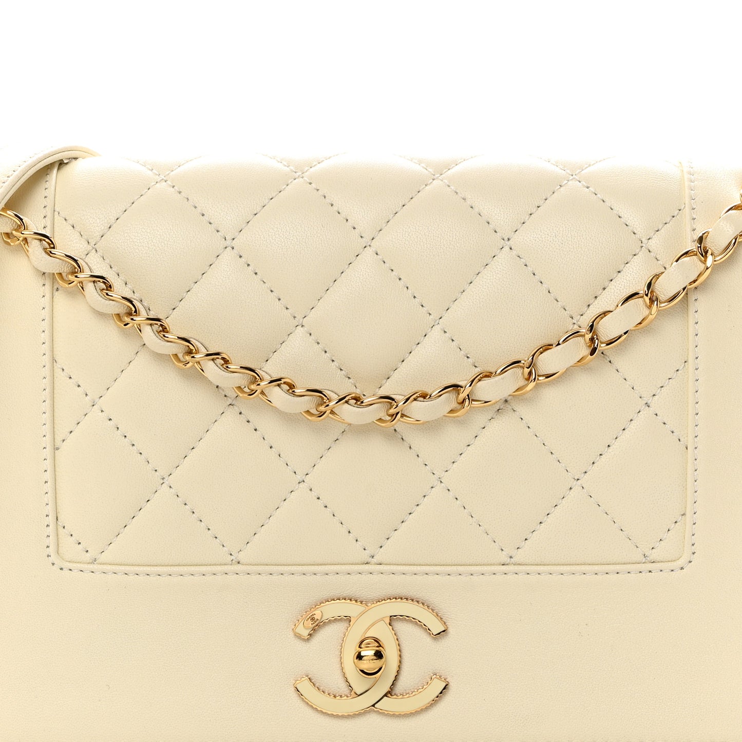 Sheepskin Quilted Vintage Mademoiselle Flap White