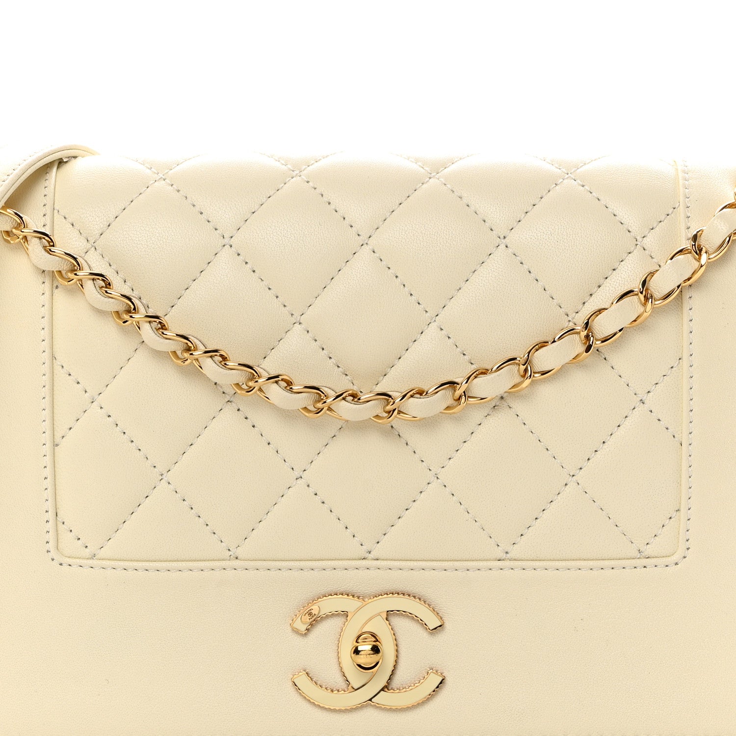 Chanel Sheepskin Quilted Vintage Mademoiselle Flap White 8 of 10