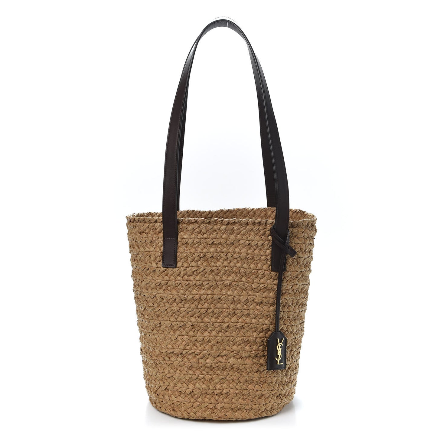 Raffia Calfskin Small Panier Tote Naturale Nut