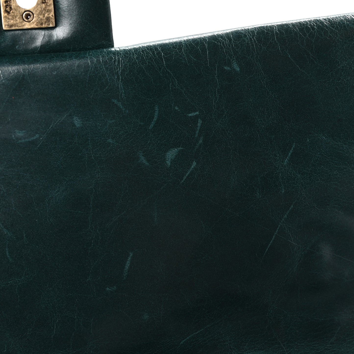 Glazed Calfskin Castle Rock Medium Flap Green