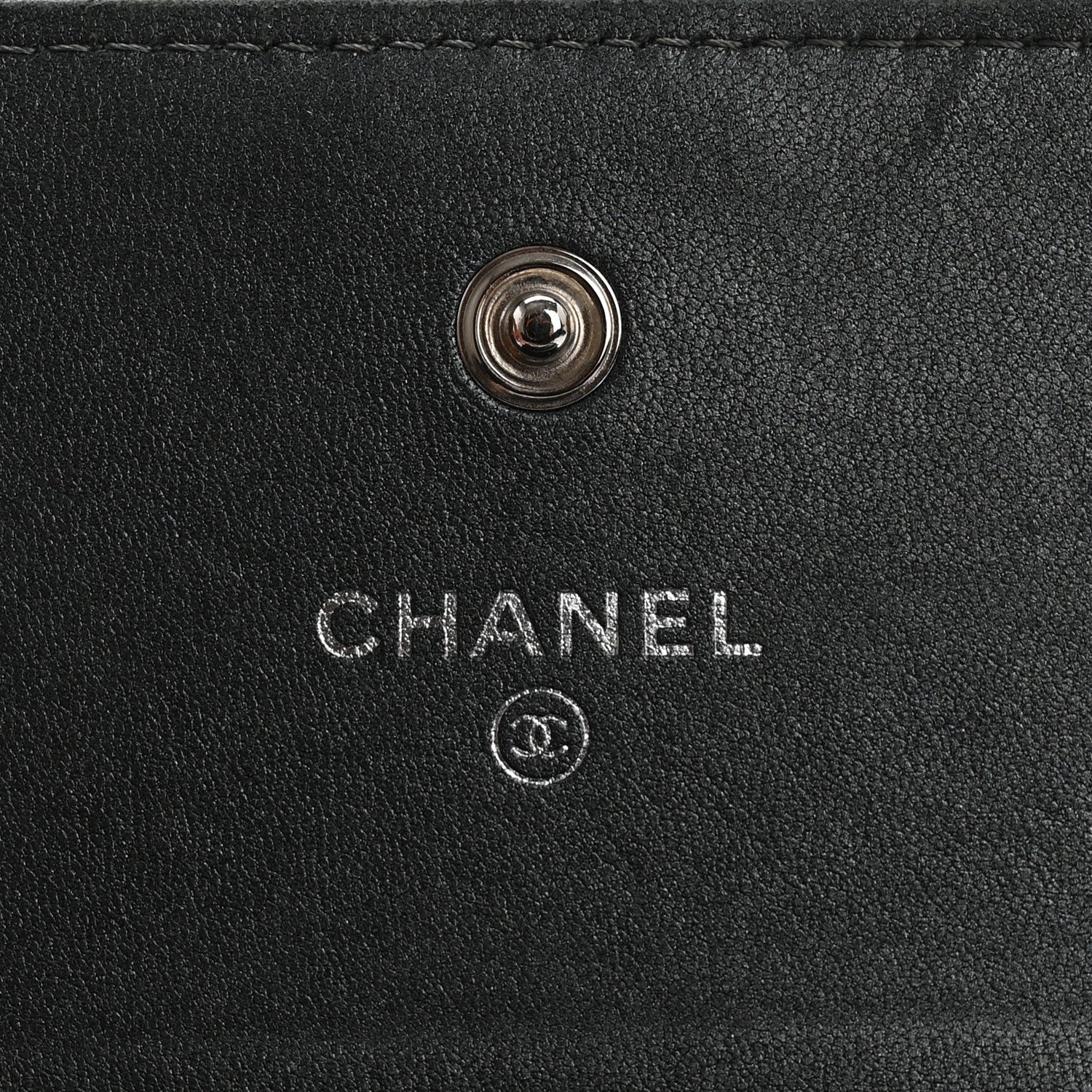Chanel Metallic Caviar Quilted Vintage Mademoiselle Flap Card Holder Charcoal 6 of 14