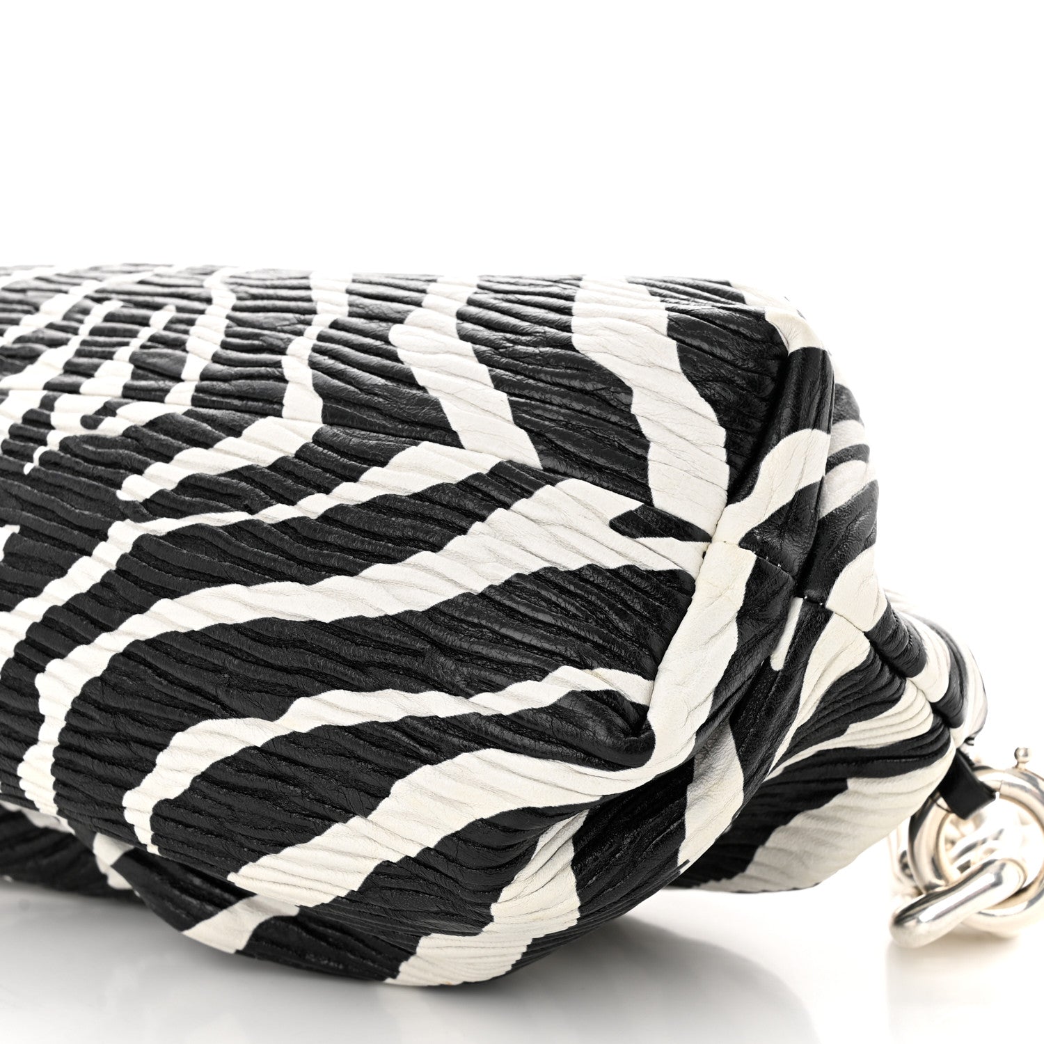 Bottega Veneta Nappa Zebra Print The Pouch Chain White Black 10 of 10
