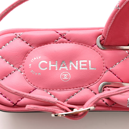 Chanel Lambskin Crystal Stitched CC Thong Sandals 35 Pink 7 of 12