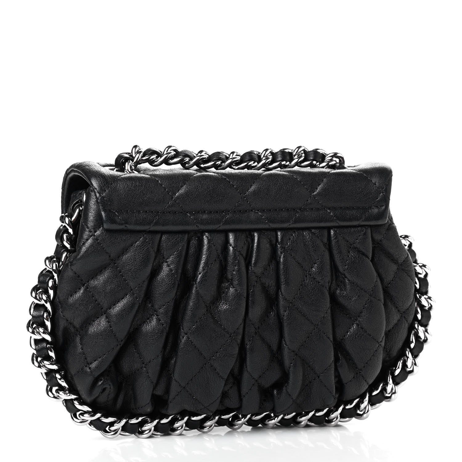 Chanel Washed Lambskin Quilted Mini Chain Around Flap Black 2 of 4