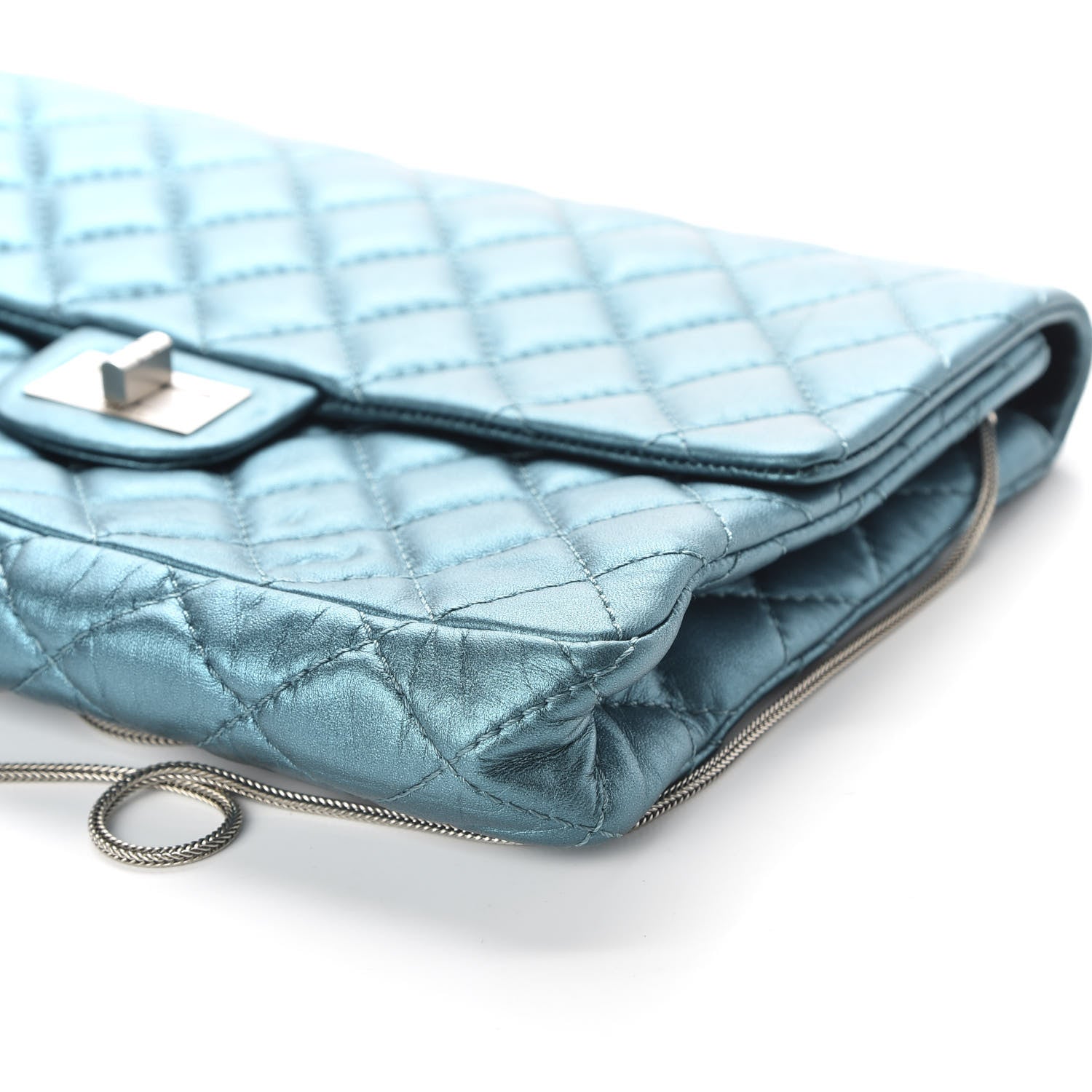 Chanel Metallic Calfskin Quilted Snake Chain 2.55 Reissue Flap Turquoise 9 of 10